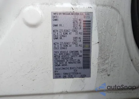 2015 Nissan Rogue Sv from USA, damaged, VIN 5N1AT2MV2FC841740